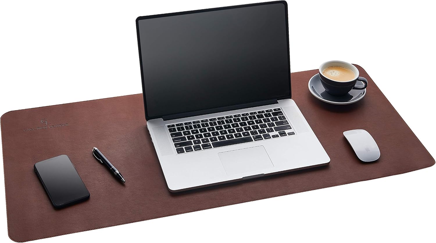 Gallaway Leather Mat, Office Desk Pad, Large 36" x 17" Dark Brown, Desk Mats on Top of Desks, Gift Ready Elegant Computer Cover Desk Pad Protector PU Leather