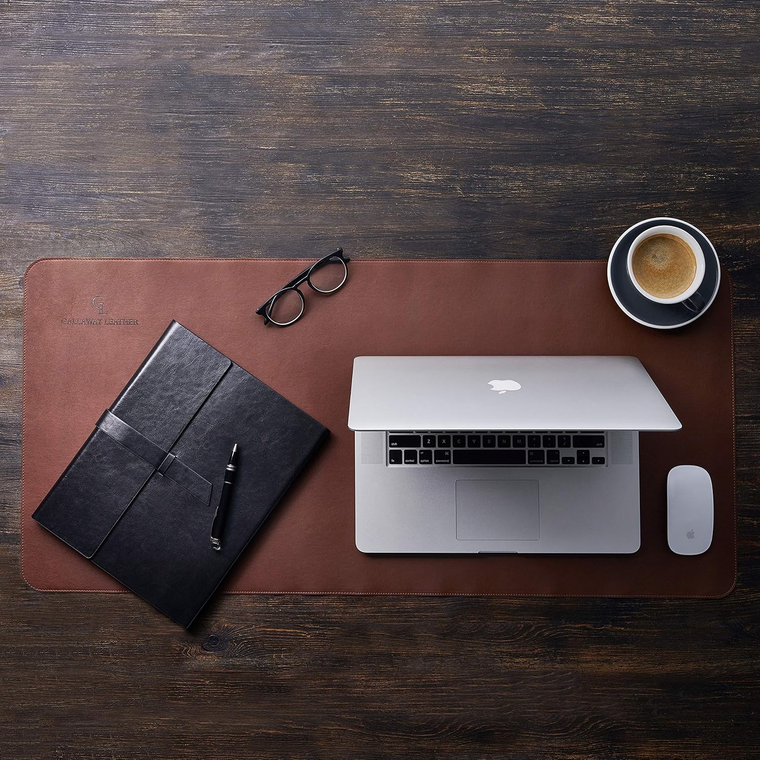 Gallaway Leather Mat, Office Desk Pad, Large 36" x 17" Dark Brown, Desk Mats on Top of Desks, Gift Ready Elegant Computer Cover Desk Pad Protector PU Leather - Image 3