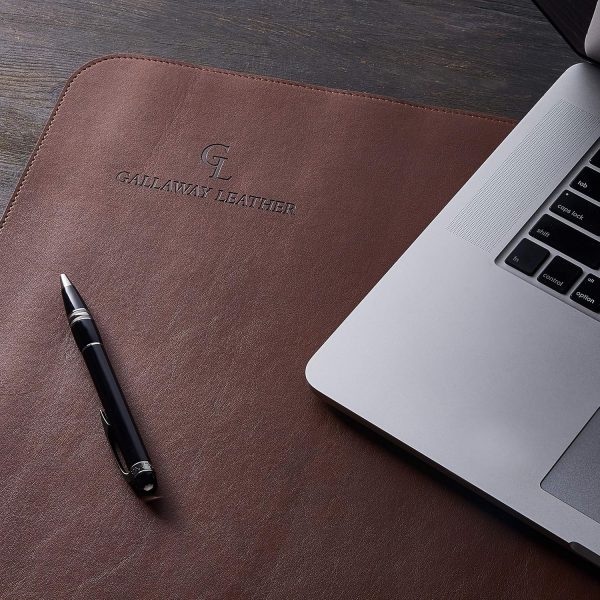 Gallaway Leather Mat, Office Desk Pad, Large 36" x 17" Dark Brown, Desk Mats on Top of Desks, Gift Ready Elegant Computer Cover Desk Pad Protector PU Leather - Image 8