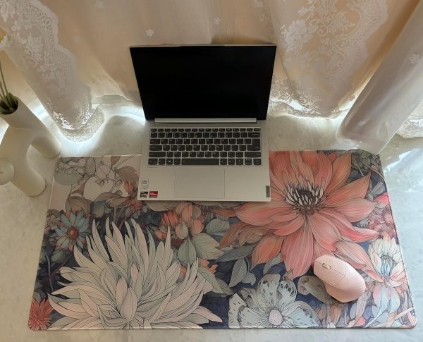 Japanese Floral Desk Mat Boho Aesthetic Flower Desk Matt for Desktop Large XXL Gaming Mouse Pad for Desk Extended Deskpad Laptop Keyboard Computer Mat Desk Decor for Women 31.5 X 15.7 - Image 4