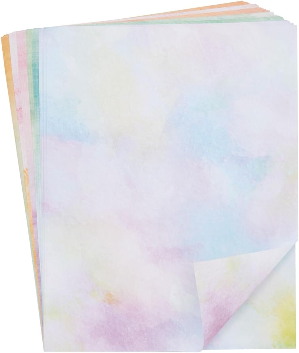 Paper Junkie Watercolor Stationery Paper and Envelopes Set, 6 Assorted Colors (8.5 x 11 In, 48 Sheets and 24 Envelopes Set) - Stationery Paper For Writing Letters - Image 4