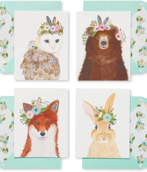 Papyrus Blank Cards with Envelopes, Woodland Animals (20-Count)