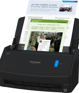 ScanSnap iX1400 High-Speed Simple One-Touch Button Color Document, Photo & Receipt Scanner with Auto Document Feeder for Mac or PC, Black