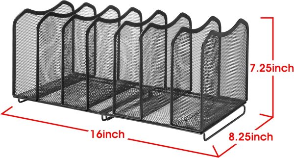 Simple Trending Mesh Desktop File Sorter Organizer, 7 Section Bookshelf For Desk Home Office, Black - Image 7