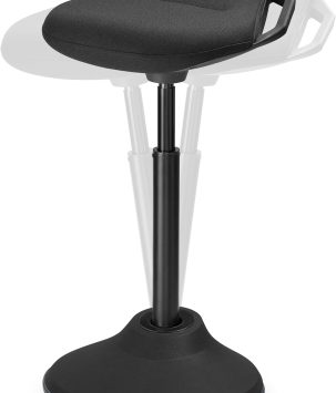 SONGMICS Standing Desk Chair, Adjustable Ergonomic Wobble Stool, 23.6-33.3 Inches Drafting Chair, Swivel Sitting Balance Stool, Fabric Upholstery, Anti-Slip Bottom Pad, Ink Black UOSC02BK