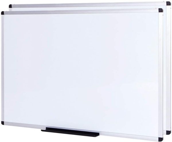 VIZ-PRO Large Magnetic Dry Erase White Board for Wall, 48 X 48 inches, Pack of 2, 4' x 4' Aluminum Framed Whiteboard with Marker Tray for School Office Home