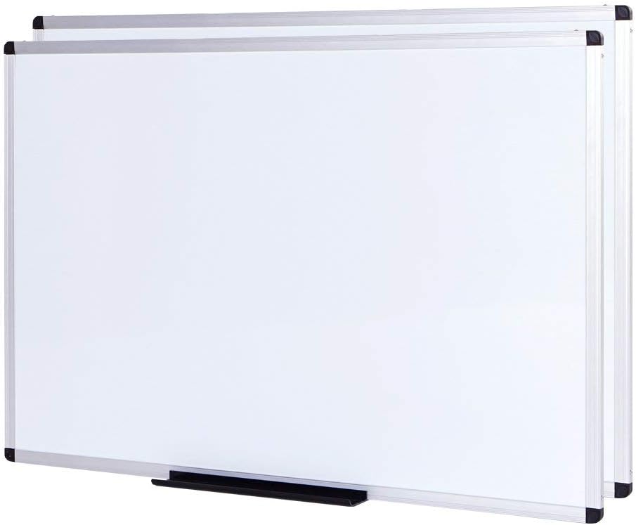 VIZ-PRO Large Magnetic Dry Erase White Board for Wall, 48 X 48 inches, Pack of 2, 4' x 4' Aluminum Framed Whiteboard with Marker Tray for School Office Home