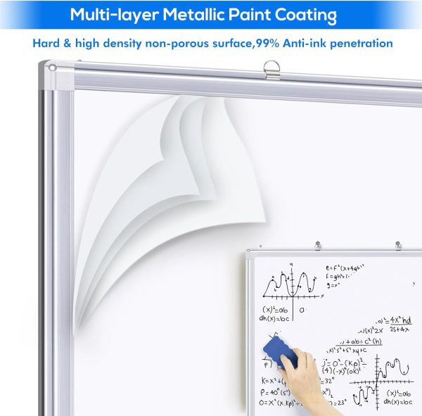 White Board Dry Erase 72x40, Large Magnetic Whiteboard Maxtek Dry Erase Boards for Wall, Aluminum Presentation Wall-Mounted Marker Board with a Long Pen Tray for School, Classroom, Office & Home - Image 2